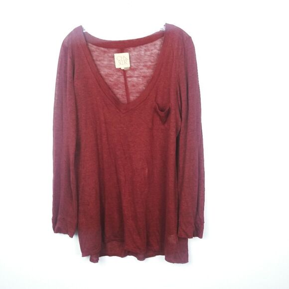 Chaser 100% linen maroon long tee size small - Picture 1 of 7